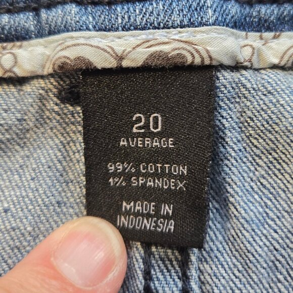 Lane Bryant Womens Size 20 Blue Distressed Denim Jeans Embroidered Pockets - Picture 15 of 16